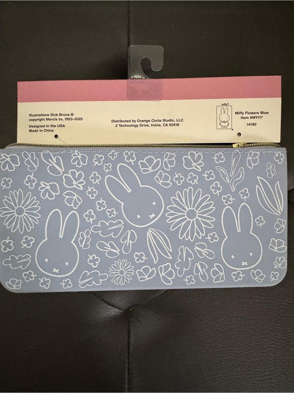 Miffy Light Blue Floral Bunny Zip Pencil Pouch - Picture 2 of 3